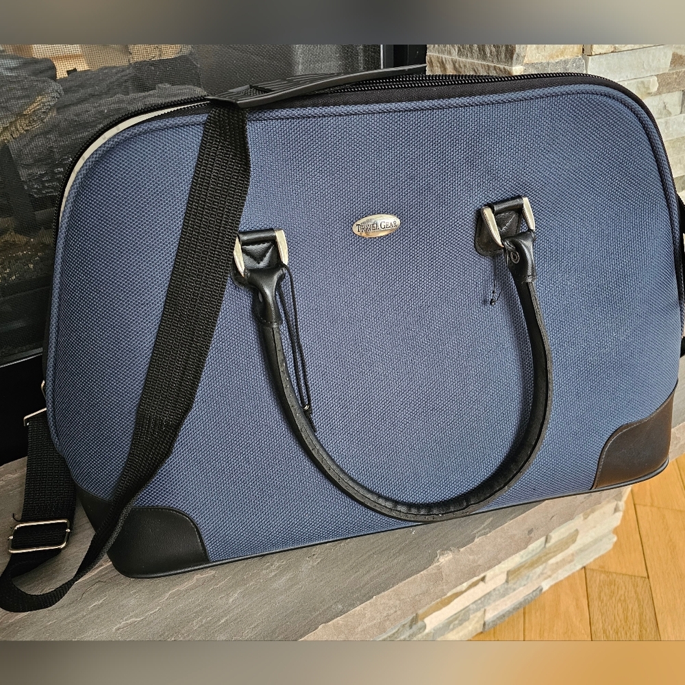 Travel Gear Blue Carry-On Luggage Bag with Removable Strap Trolley Sleeve